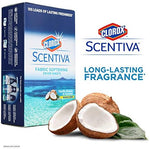 Clorox Scentiva Pacific Breeze and Coconut laundry sheets showing box side instructions
