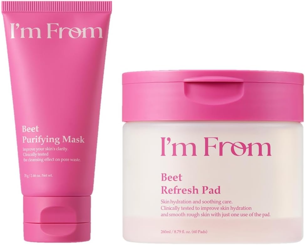 I'm From Beet Calming Skin Duo set featuring refreshing pads and purifying mask
