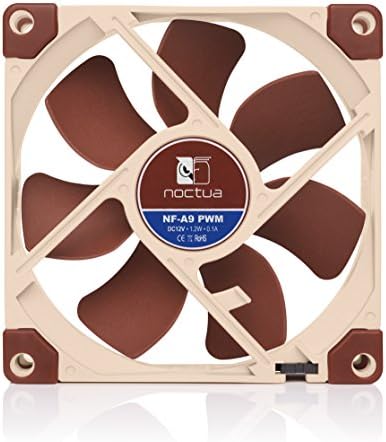 Noctua four pin cooling fan showing advanced acoustic optimisation frame and brown anti-vibration pads.