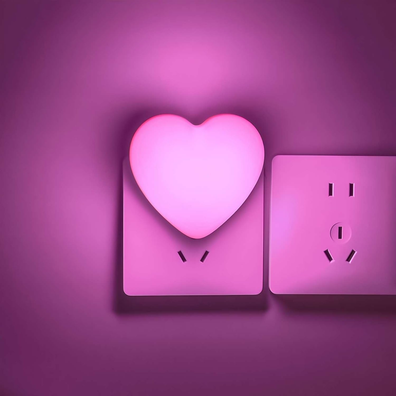 Inzu LED night light pink front view for wall socket