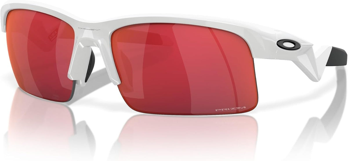 Oakley Capacitor junior sunglasses front view in polished white