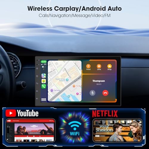 Haudio car stereo touchscreen displaying Apple CarPlay interface