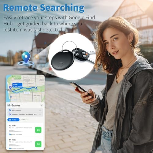 Waterproof Bluetooth item locator tag being attached to a set of keys.