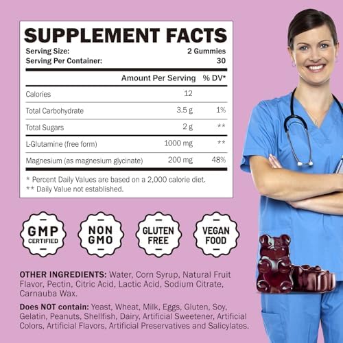 Greabby vegan L Glutamine gummies ingredient label close up