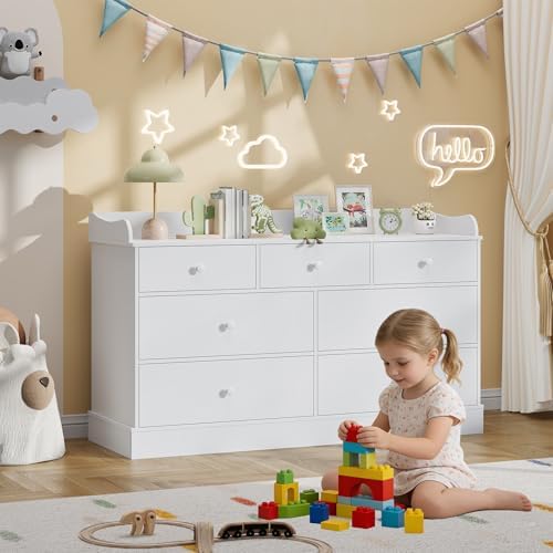 Close up view of the double layer large bottom drawers on the children chest.