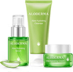 Aloderma brand 3 piece travel size hydrating skin care set with aloe vera