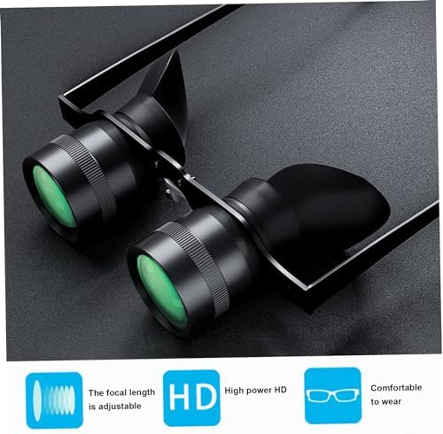 Hands free theater binoculars showing the comfortable silicone ear hooks and nose pad construction.