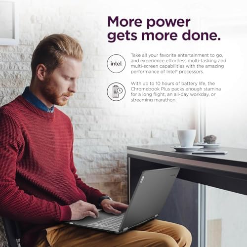 Lenovo IdeaPad Flex 5i set up in tent mode on a desk displaying the Google Chrome OS user interface and AI features.