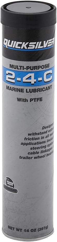 Quicksilver 2-4-C Marine Grease with Teflon 14 Ounces cartridge front view