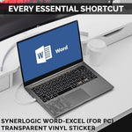 Waterproof laminated vinyl shortcut label showing Microsoft Office key commands