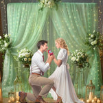 PARTISKY premium tulle backdrop cloth illuminated with warm white fairy lights for baby shower
