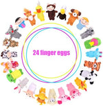 YEAHBEER colorful plastic hinged surprise eggs opened showing mini velvet animal toys inside