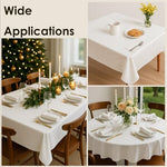 Set of white round plastic table cloths for banquet and wedding use