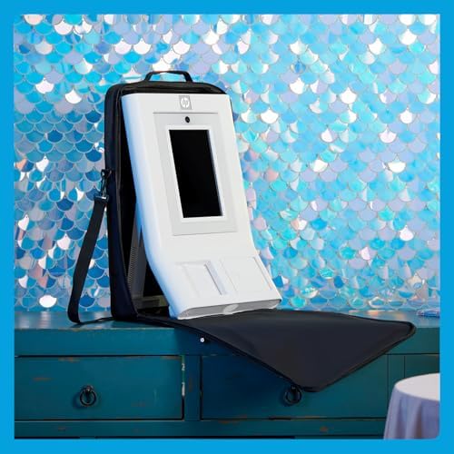 Authentic HP branded protective photobooth organizer bag displayed flat