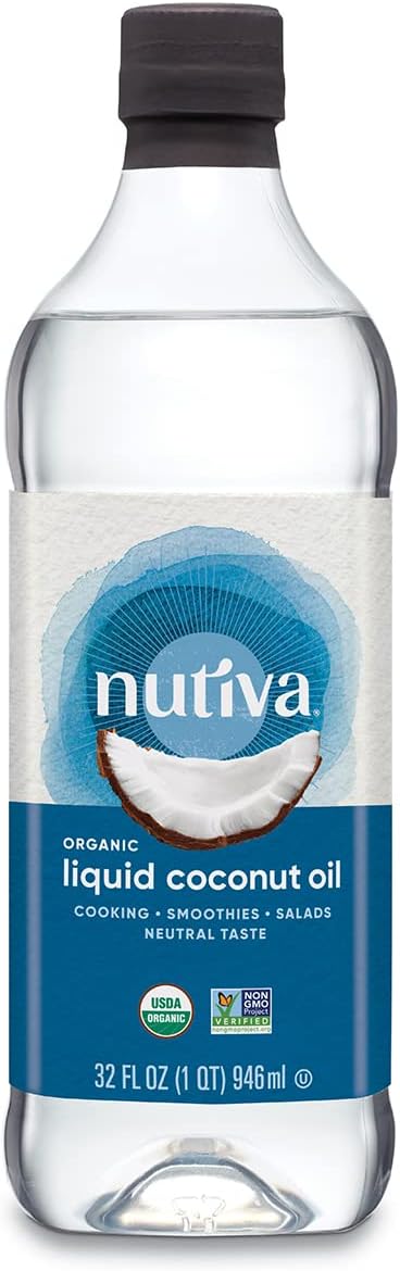 Nutiva Liquid Fractionated Organic Coconut Oil for Cooking, Mixing, Skin Moisturizing, Hair Care, and Dog Coat Health - Extra Virgin Non-GMO - Contains Natural MCTs - 1-Pack - 32floz - Image 1