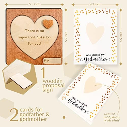 97 Decor baptism invitation kit featuring the wooden heart and tabletop stand