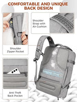 Vancropak water resistant grey luggage backpack hidden anti theft pocket view