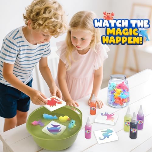 Display bottle with finished magic water elf squishy pets inside