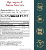 Purity Products Pycnogenol and Pomegranate P40p supplement label showing ingredients and certifications