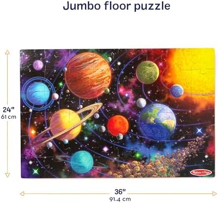 Packaging box for the Melissa And Doug forty-eight piece space themed educational jigsaw puzzle.