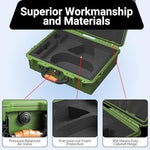 DAIERTEK Starlink Mini waterproof hard shell close up view emphasizing the reinforced seals and rubberized carrying handle.