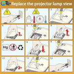 Full packaging display of the Qexudu projector replacement lamp emphasizing secure protective materials for transit