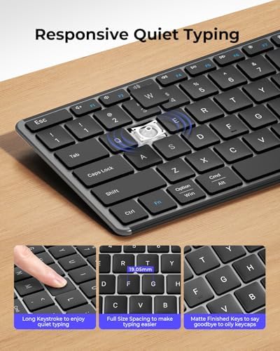 Seenda slim quiet computer keyboard and mouse with the complementary protective silicone cover applied.