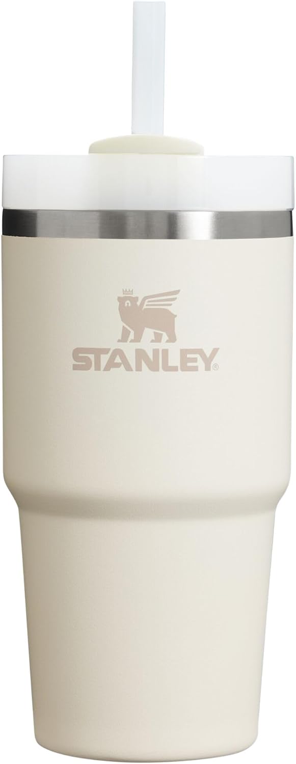 Stanley Quencher H2.0 tumbler front view in Cream color