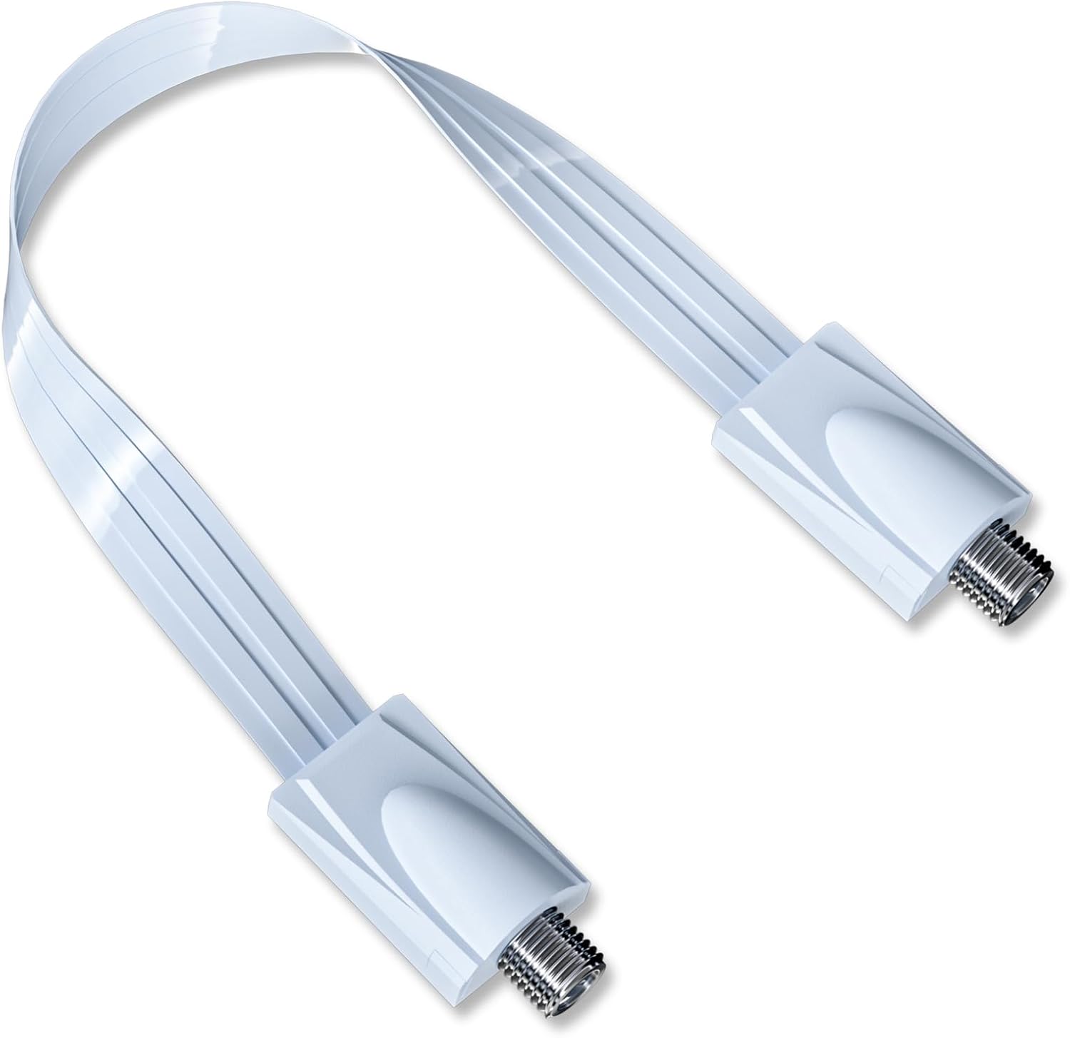 Goupchn ultra flat ghost wire RG6 coax jumper cable front view showcasing the slim white ribbon design