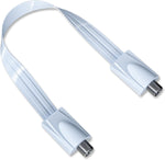 Goupchn ultra flat ghost wire RG6 coax jumper cable front view showcasing the slim white ribbon design
