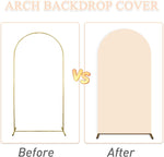 Spandex fitted arch backdrop cover folded showing elasticity