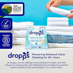 Dropps sensitive skin detergent ingredients label showing dye-free formula