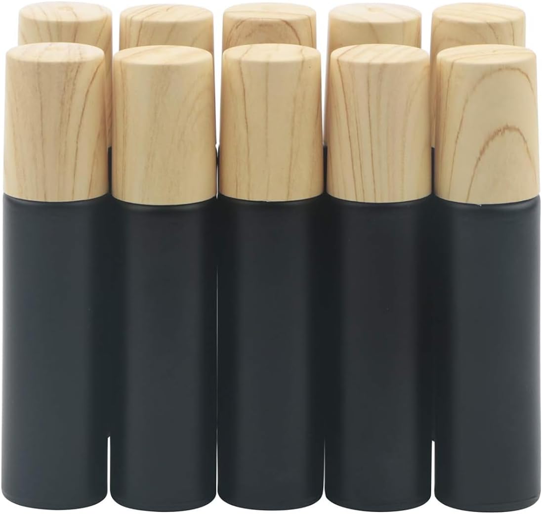 Kesell 10Pcs 10ml Frosted Glass Roll On Bottles | Refillable & Leak-Proof Travel Size, Stainless Steel Rollerball, Plastic Lid, for Essential Oils, Perfume, Blue - Image 11