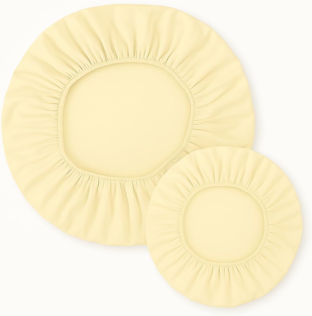 WZGO Baby Lamp Shade Cover front view in beige fabric for nursery eye protection.