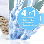 Top opening view of Downy mega sheets showing the neatly stacked premium large fabric softeners.