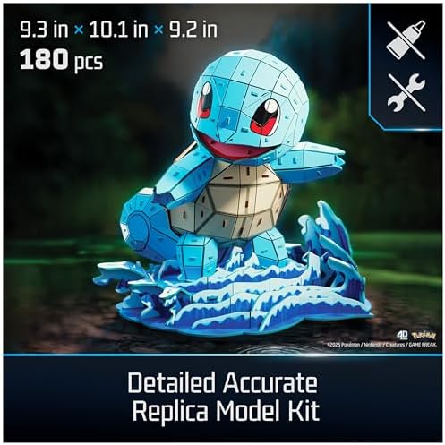 Assembled 4D Build Squirtle puzzle figure displayed on an office desk