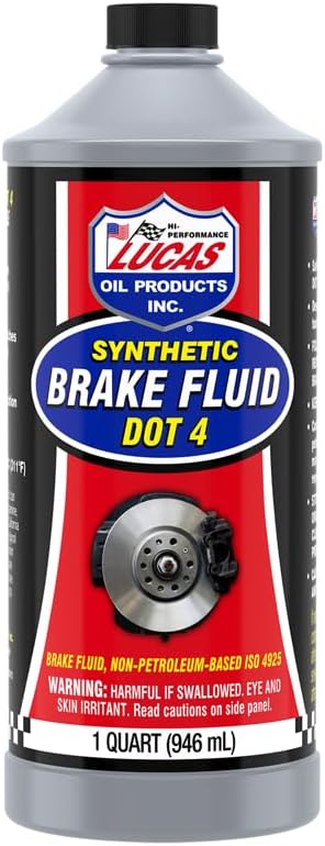 Lucas Oil Synthetic Brake Fluid DOT 4 1 Quart front bottle view for premium automotive maintenance.