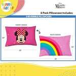 Close up of soft microfiber Minnie Mouse bedding fabric