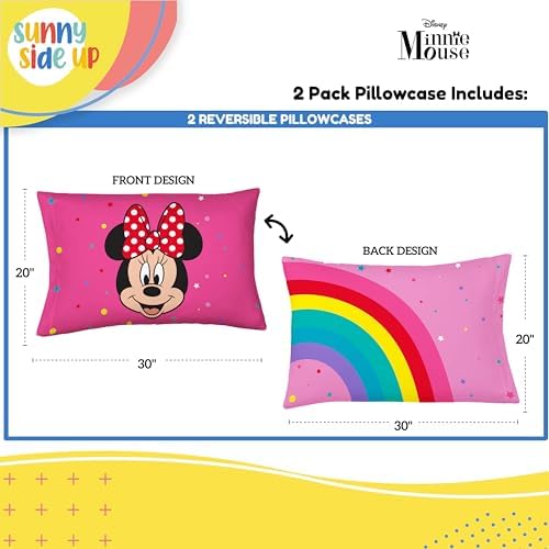 Close up of soft microfiber Minnie Mouse bedding fabric