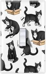 WIRESTER Single Gang Toggle Light Switch Plate/Wall Plate Cover - Black White Tuxedo Cat Hide And Seek - Image 9