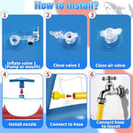 Garden hose connection on the authentic Intoypad water sprinkler goal.