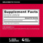 BSN creatine supplement label showing 5 gram serving size