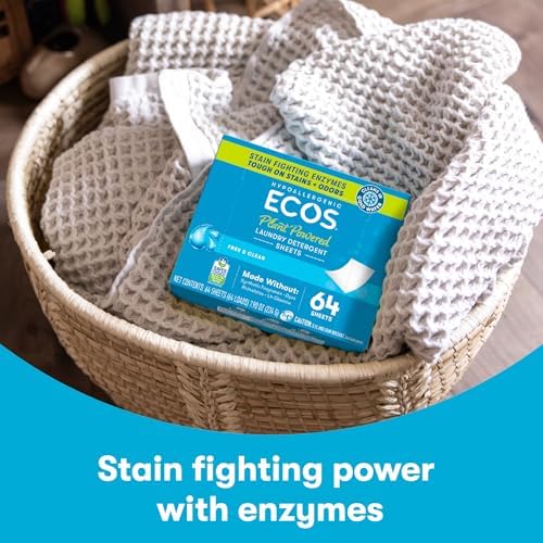 ECOS zero waste plastic free laundry detergent strips showing completely dissolvable sheets