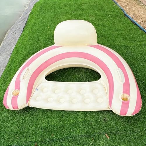 Adult using 30-inch inflatable pool ring at the beach