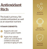 Authentic imported Solgar Vitamin E oil-based softgels for premium immune system defense