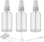Hydior clear glass spray bottles in a set of 3 with white fine mist plastic sprayers
