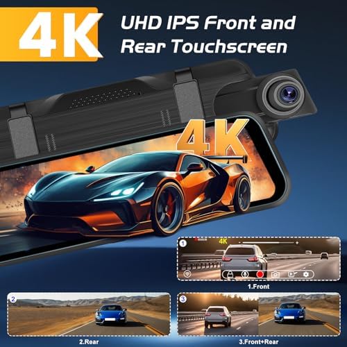 Nhopeew mirror dash cam full touch screen interface
