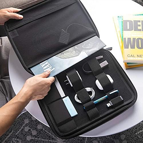Tomtoc travel padfolio case showing the ergonomic groove handle for comfortable handheld carrying.