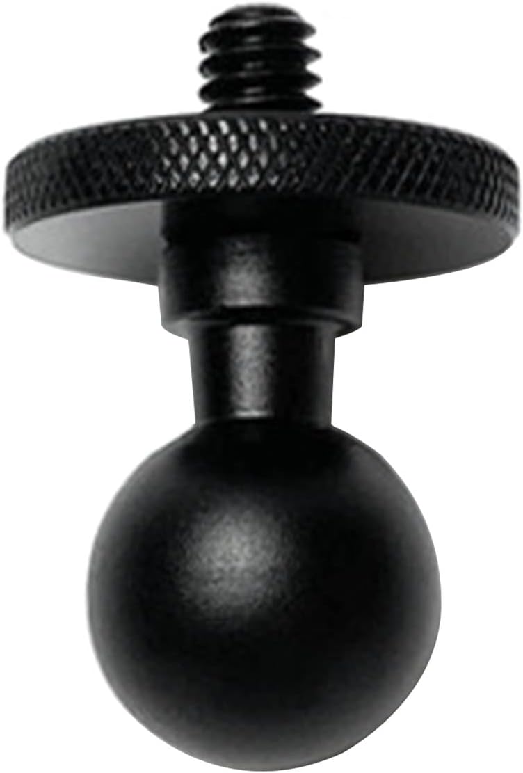 Caralin 17mm ball mount adapter front view showing the aluminum ball head and 1/4 inch screw thread