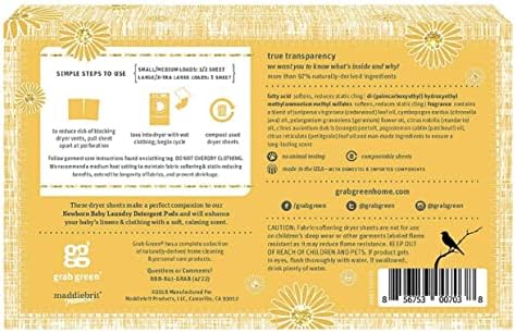 Grab Green stage one natural baby laundry sheets ingredients label view